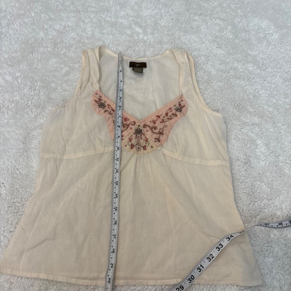 Womens Studded Floral Cotton Embroidered Cream Top 6 Boho Indie Tomato Granola - Picture 4 of 5